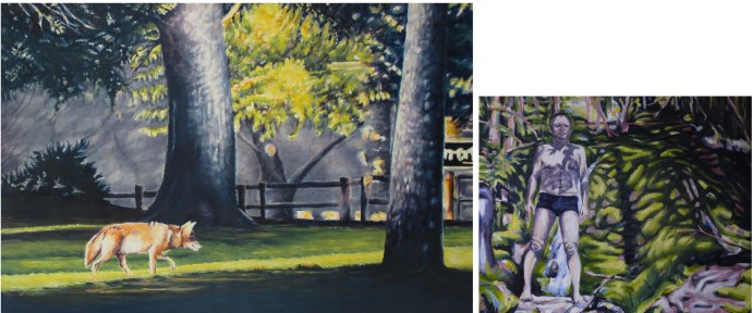 Wilde Stadt/ Koyote in LA NZZ 80/120 cm Öl auf Leinwand 2010 Wilder Wald 40/50 cm Öl auf Leinwand 2010